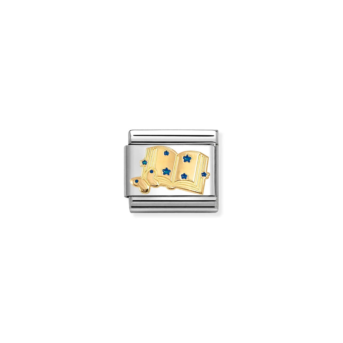 COMPOSABLE CLASSIC LINK 030285/85 BOOK WITH STARS IN 18K GOLD & BLUE ENAMEL