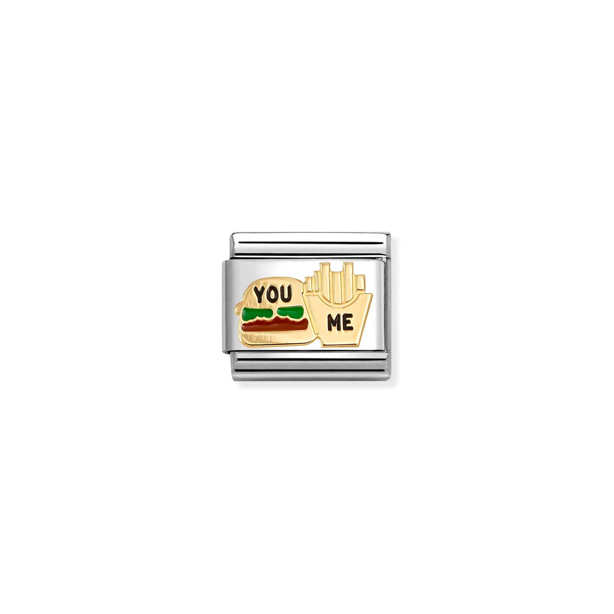COMPOSABLE CLASSIC LINK 030285/89 BURGER & FRIES IN 18K GOLD & ENAMEL