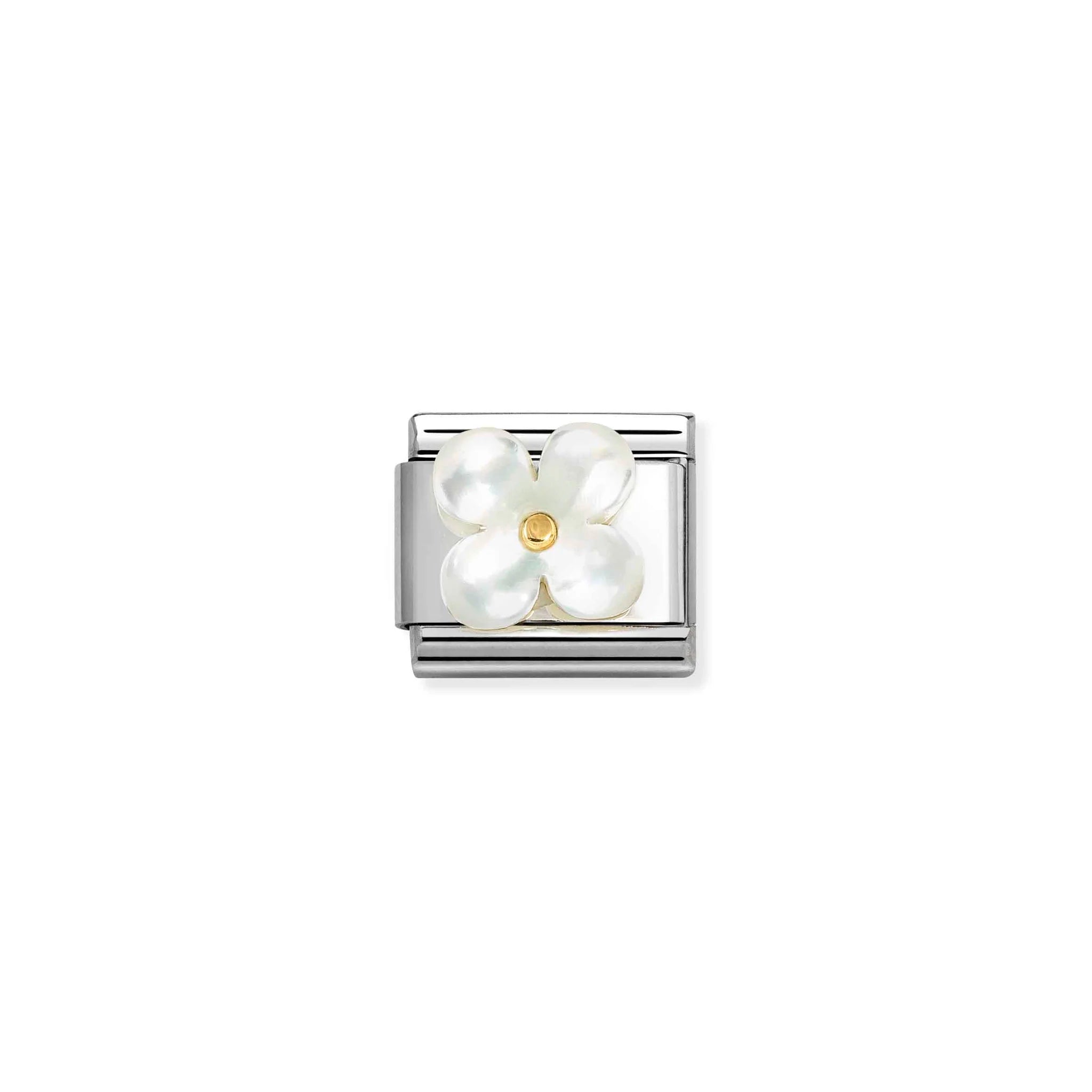 COMPOSABLE CLASSIC LINK 030521/02 WHITE MOTHER OF PEARL FLOWER IN 18K GOLD