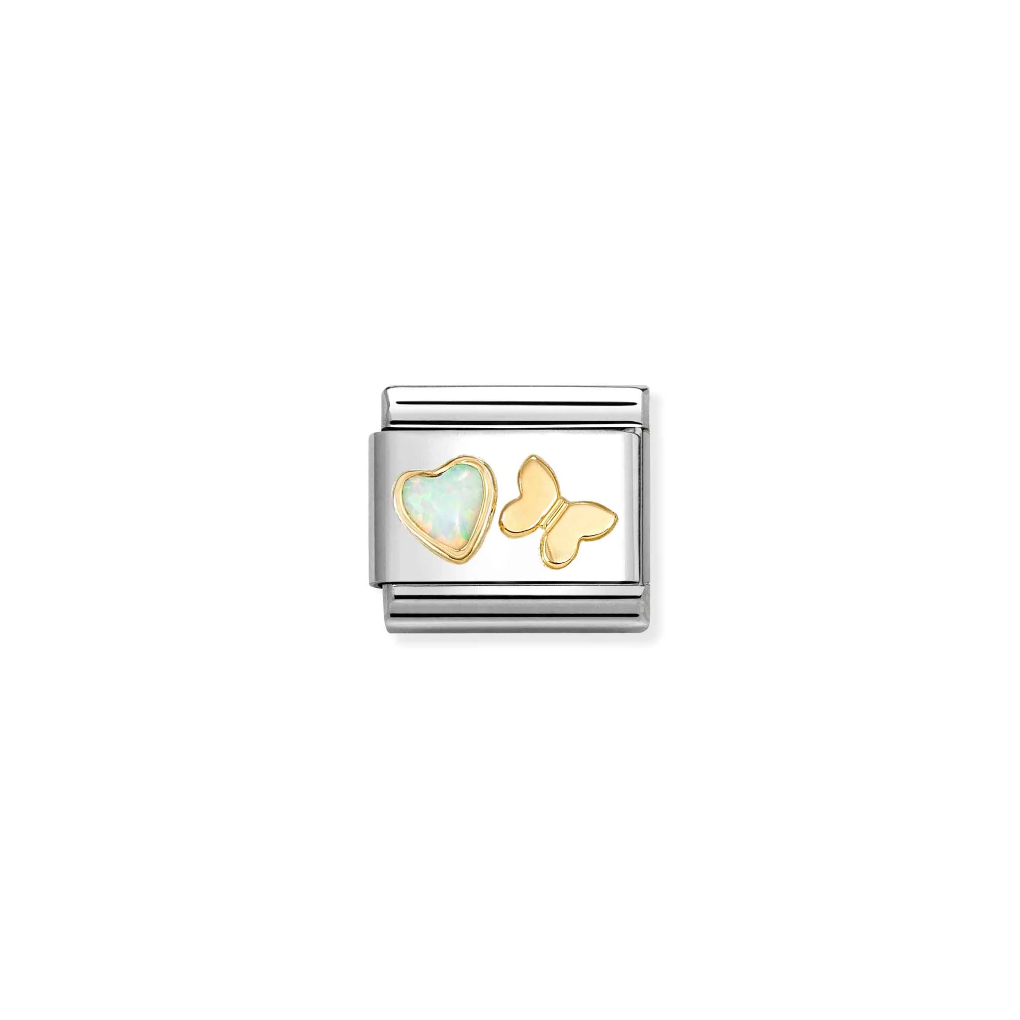 Nomination Composable Classic Link White Opal Heart and Butterfly