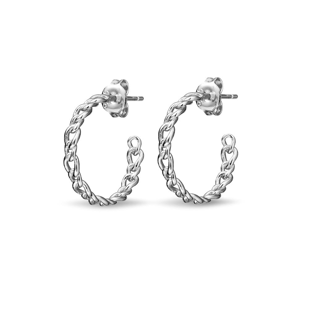 Sterling Silver Open Linked Hoop Earrings