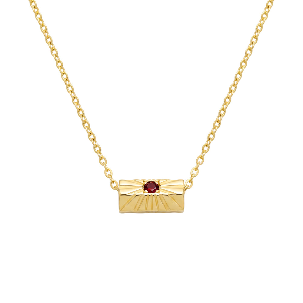 Fine Chain Necklace with garnet gemstone tag pendant