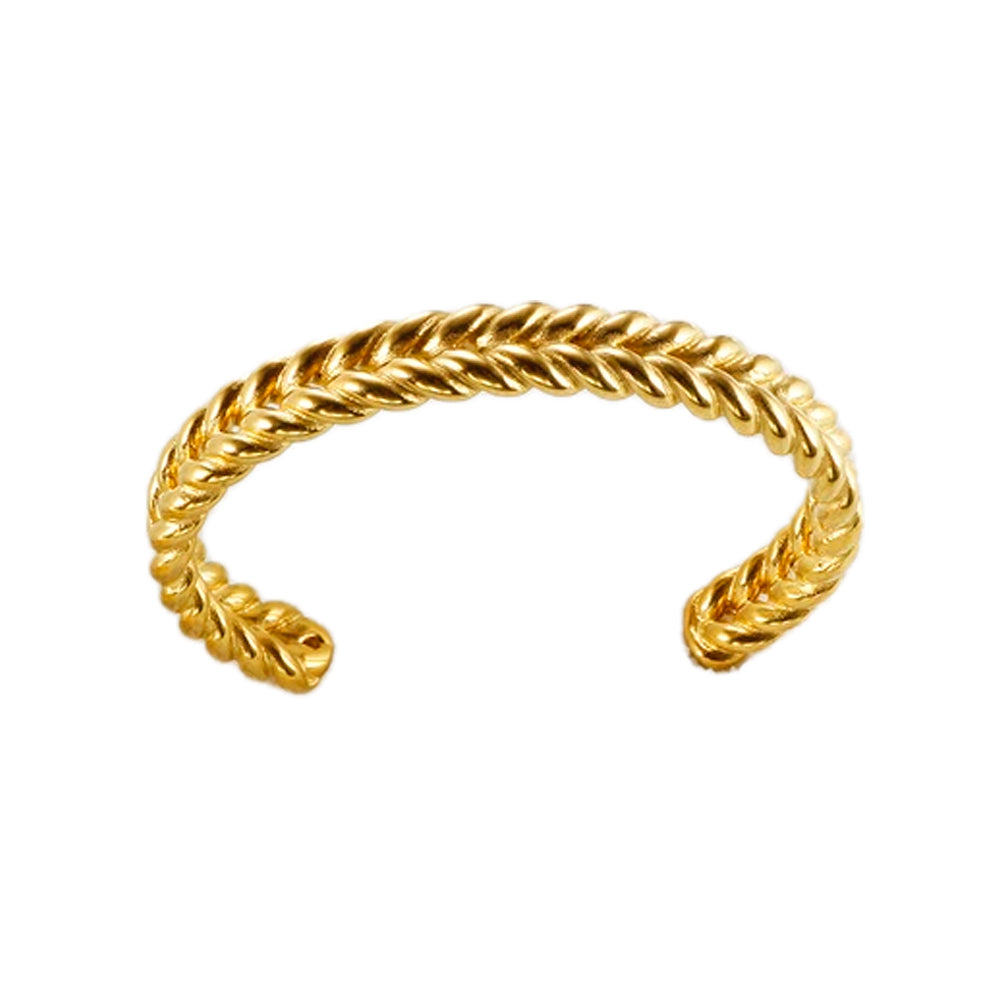 Gold Plated Steel Double Plain Cuff Bangle