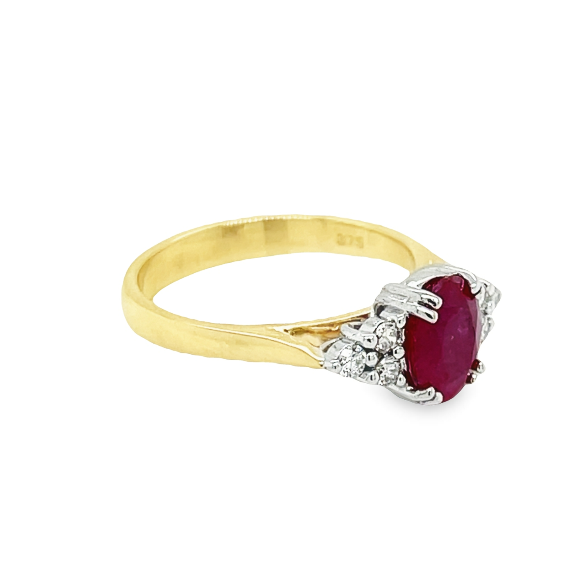 9ct Yellow Gold Oval and Ruby Diamond Dress Ring