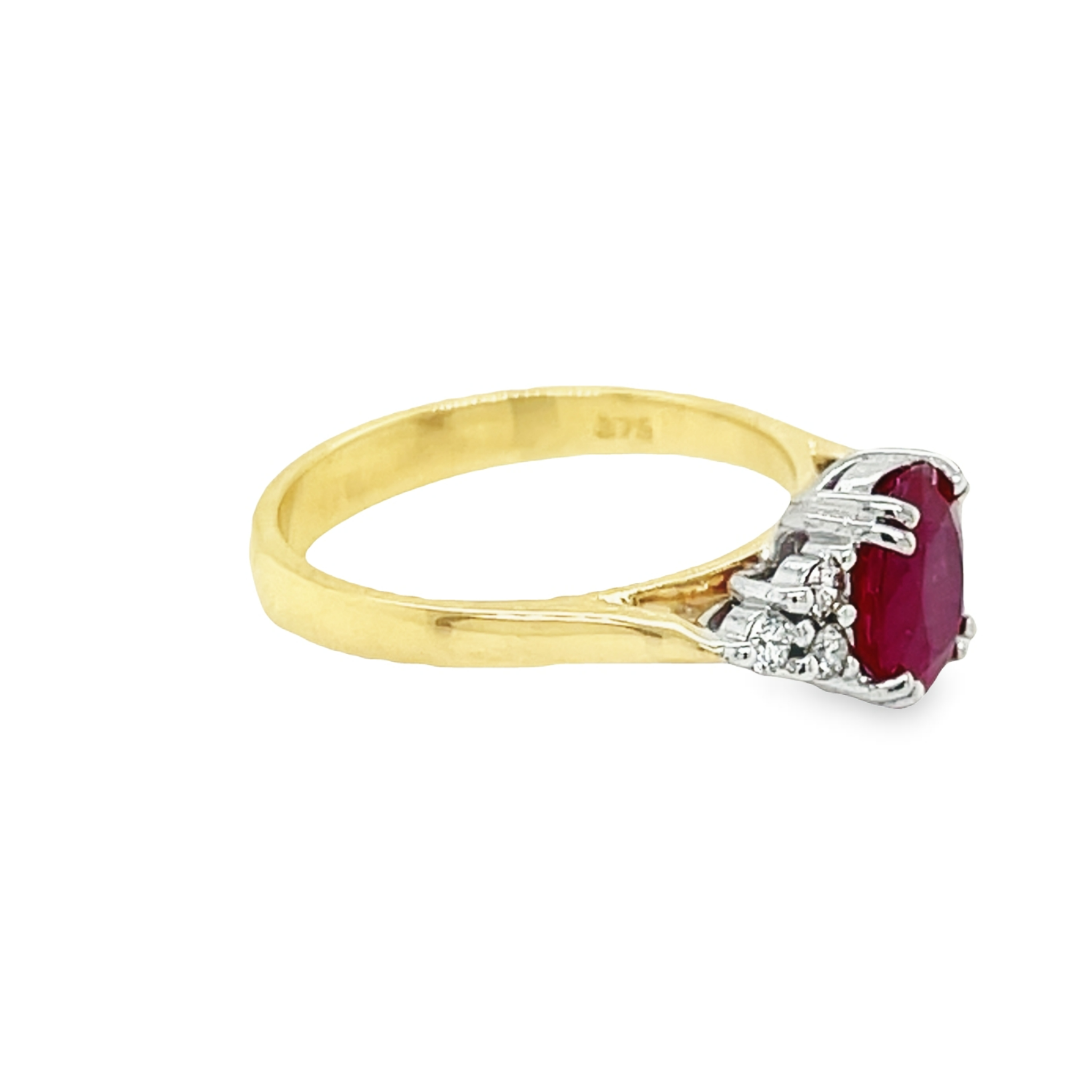9ct Yellow Gold Oval and Ruby Diamond Dress Ring