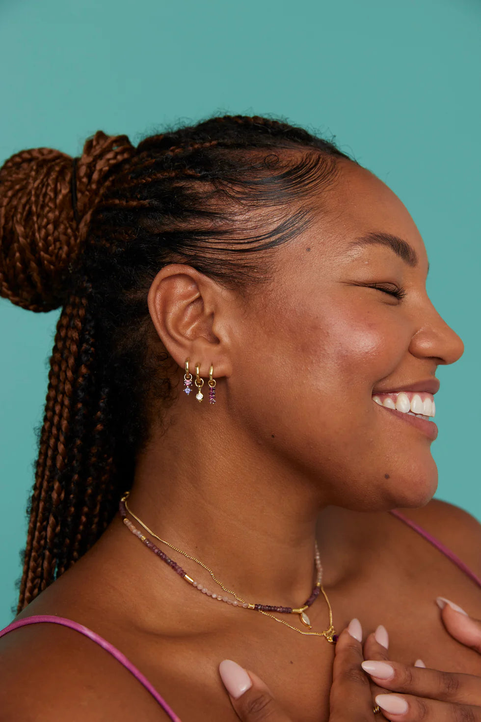 Toni May Drop Gold Earring Charm Double Set