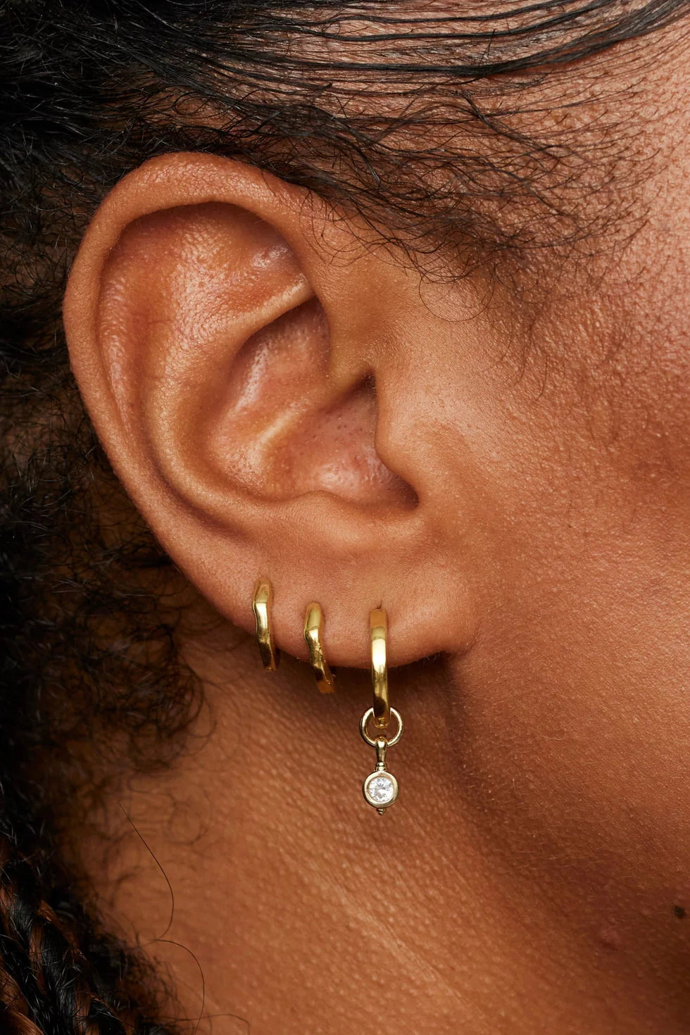 Toni May Drop Gold Earring Charm Double Set