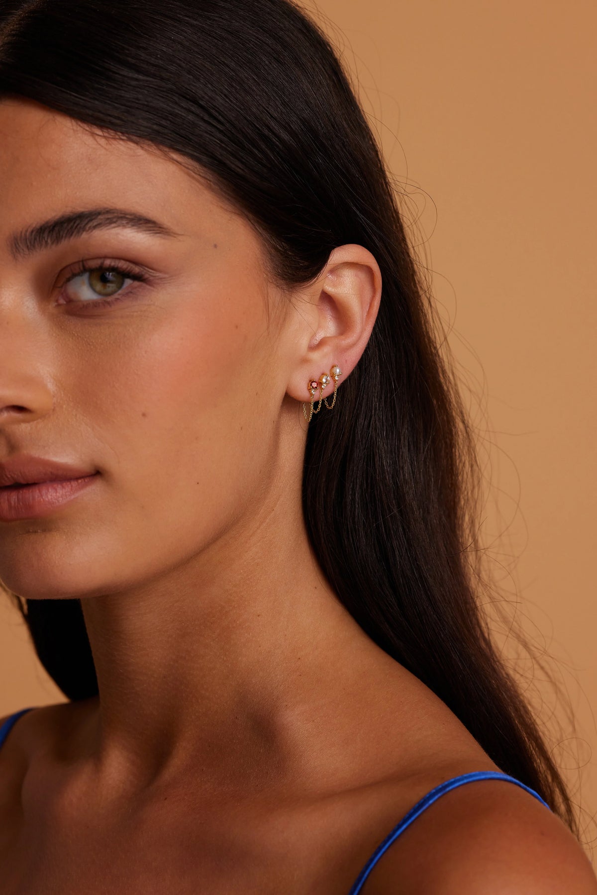 Toni May January Garnet Birthstone Gold Stud