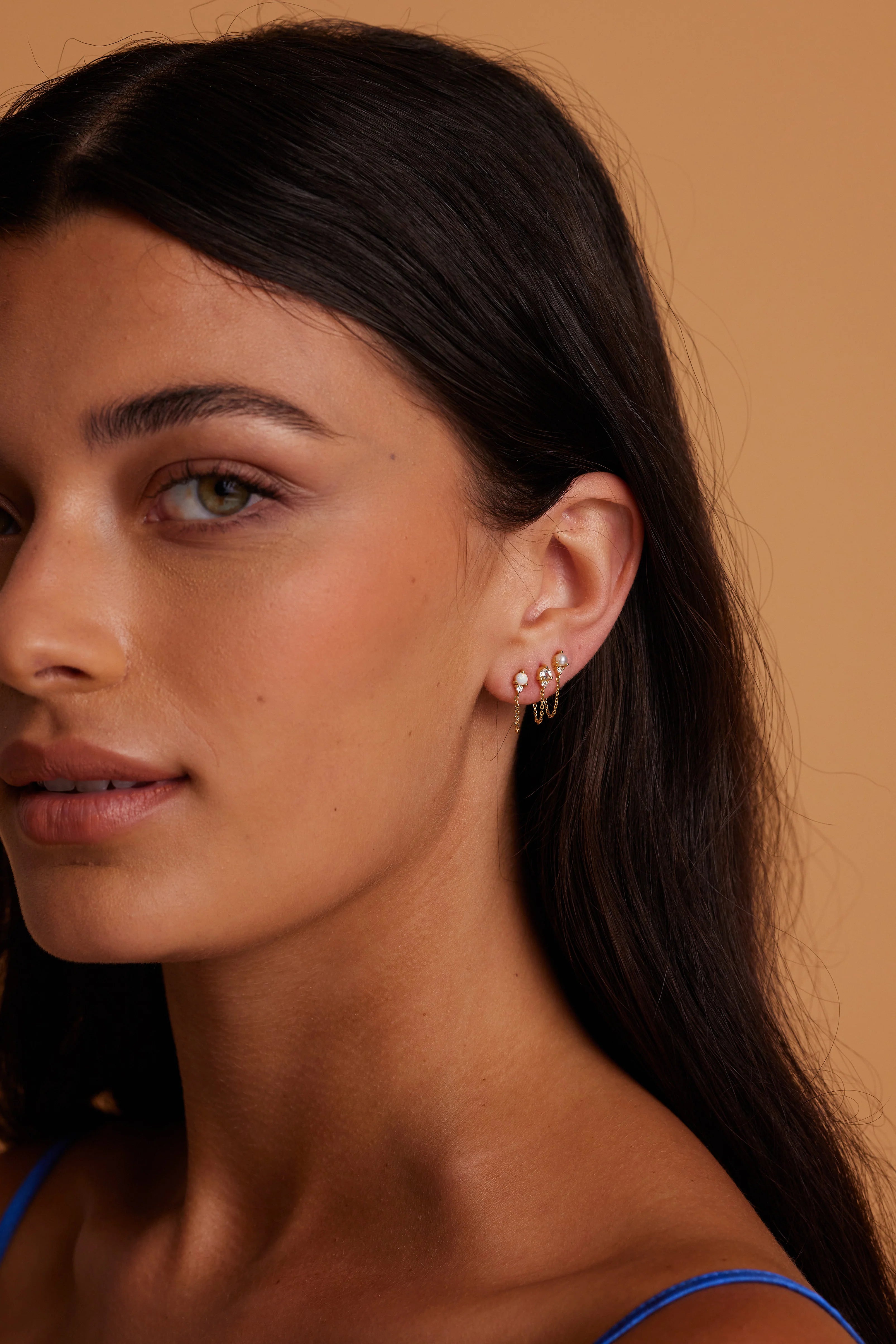 Toni May October Opal Birthstone Gold Stud