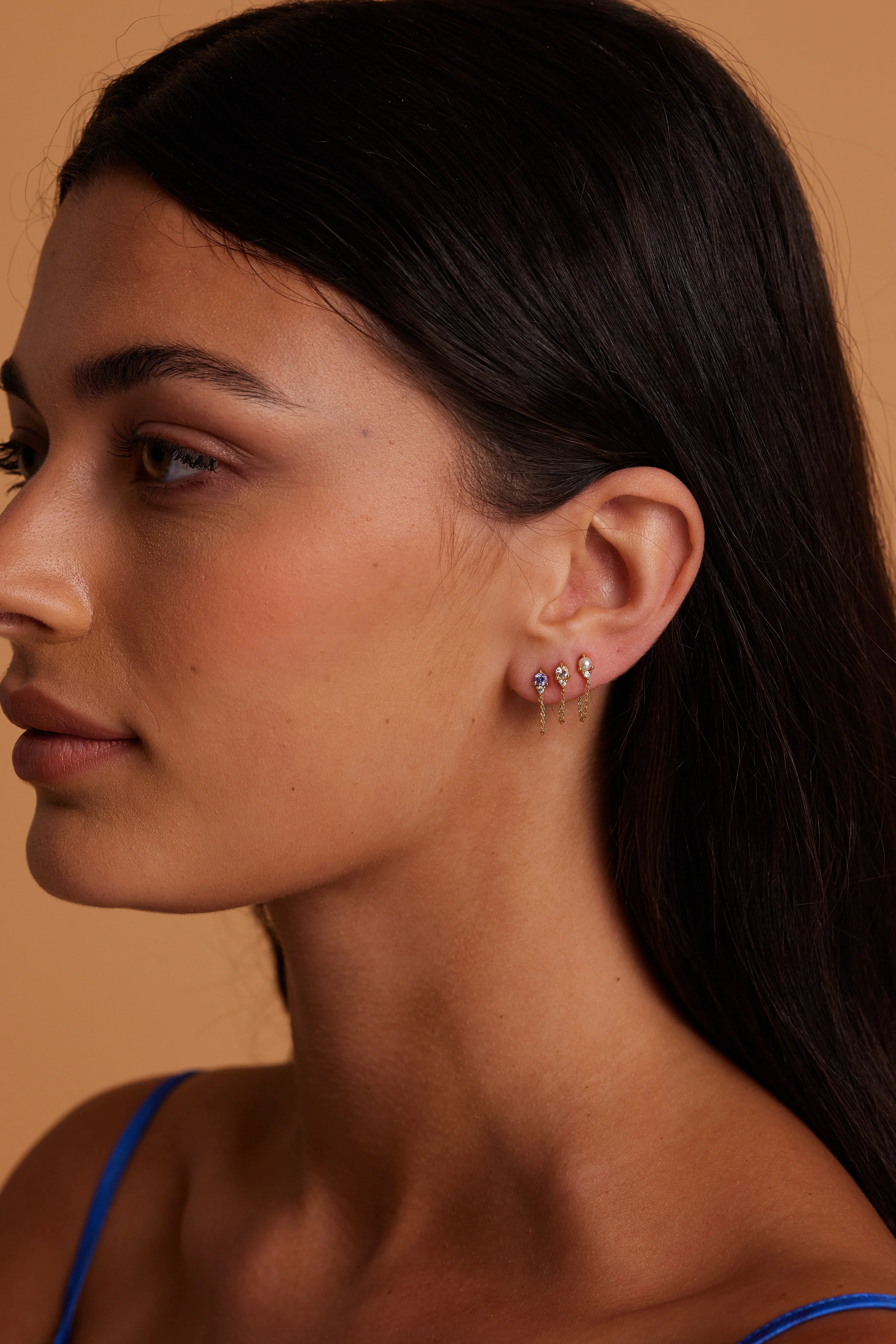 Toni May December Tanzanite Birthstone Gold Stud
