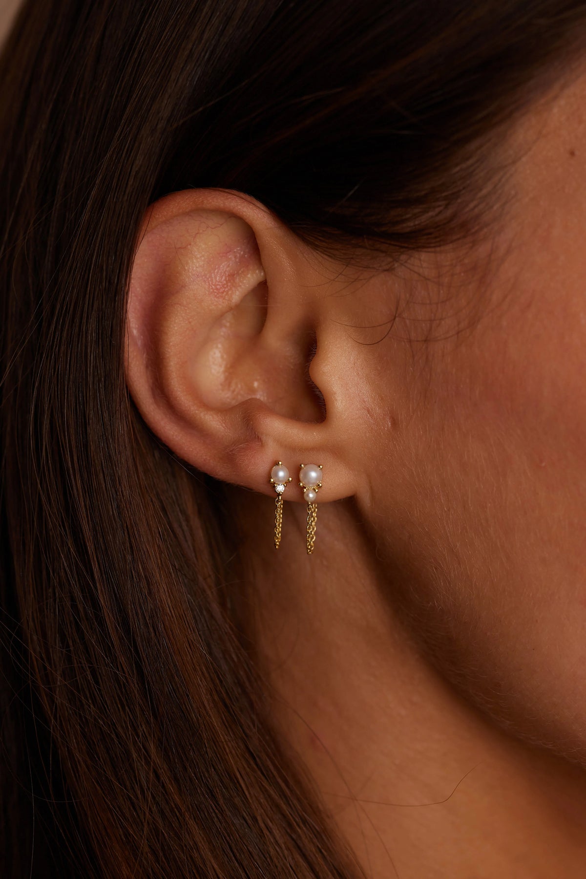Toni May June Pearl Birthstone Gold Stud
