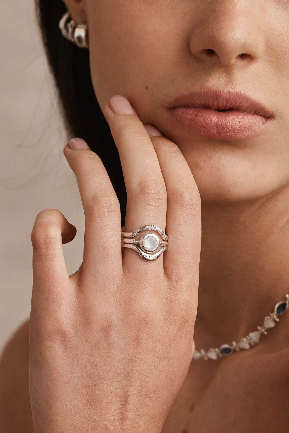 Toni May Starburst Crescent Silver Stacker