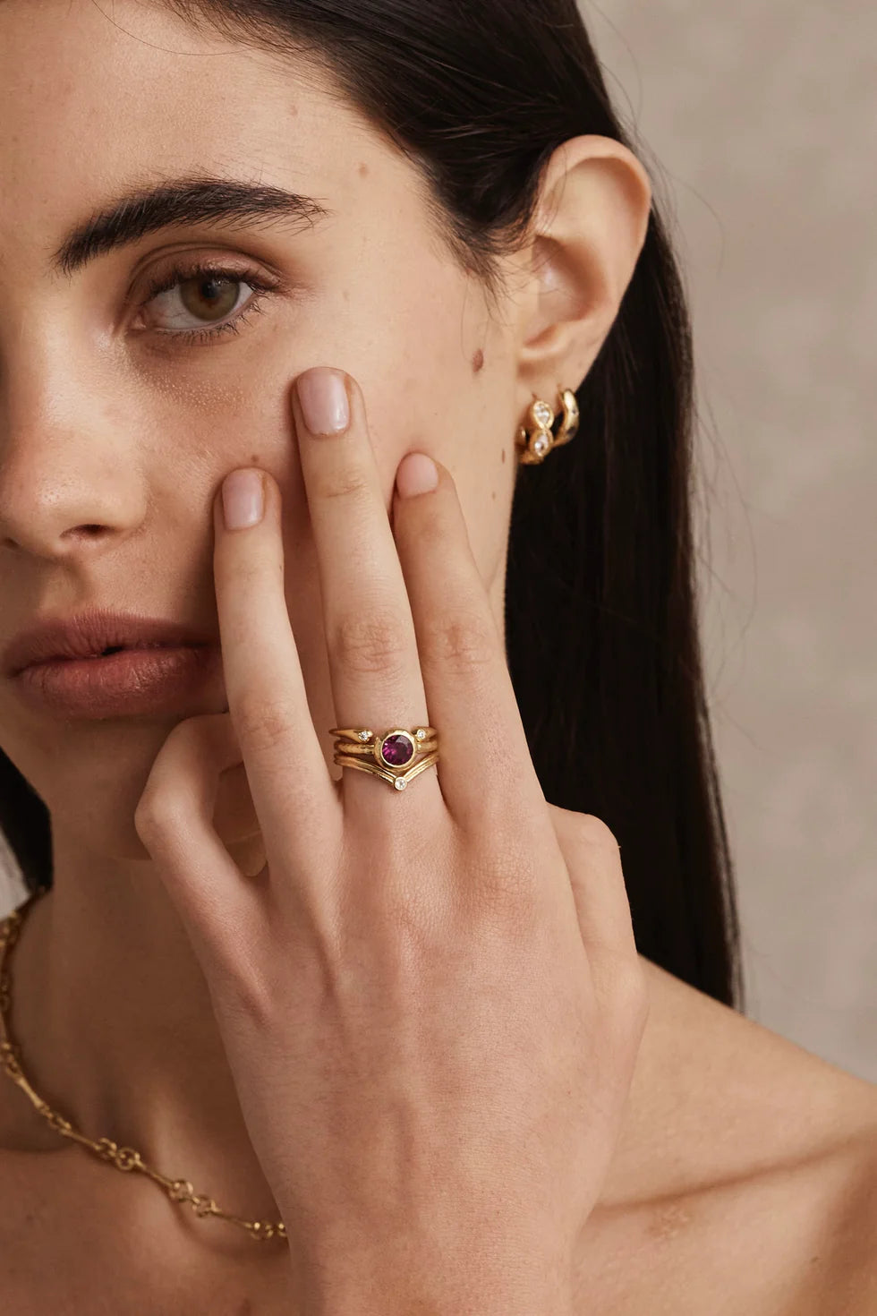 Toni May Marlow Rhodolite Gold Stacker Ring