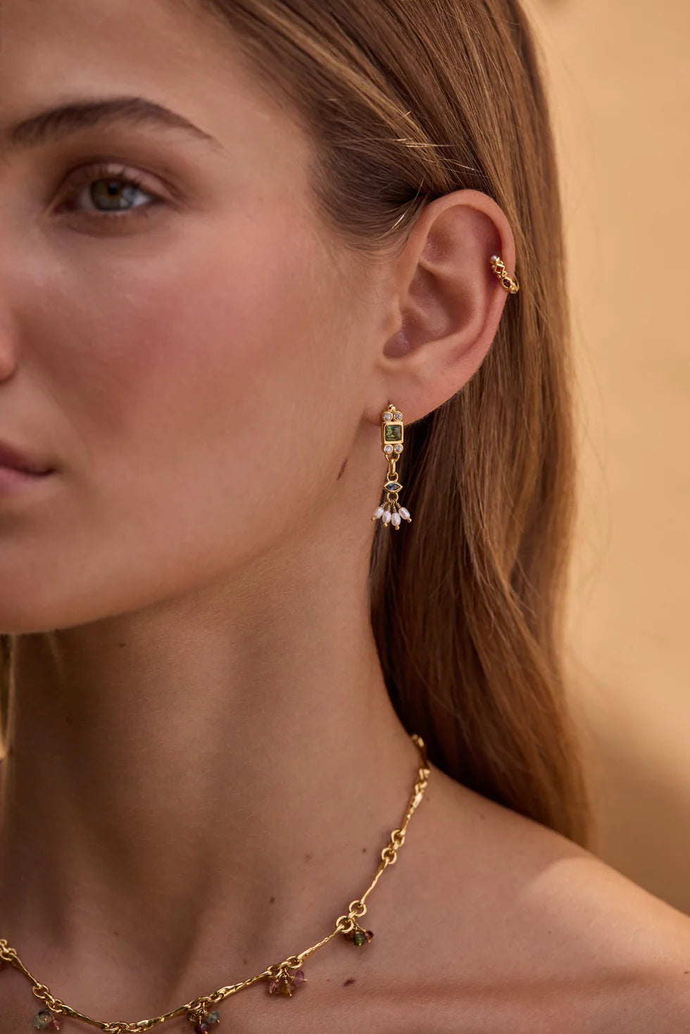 Toni May Azure Apatite Gold Earrings