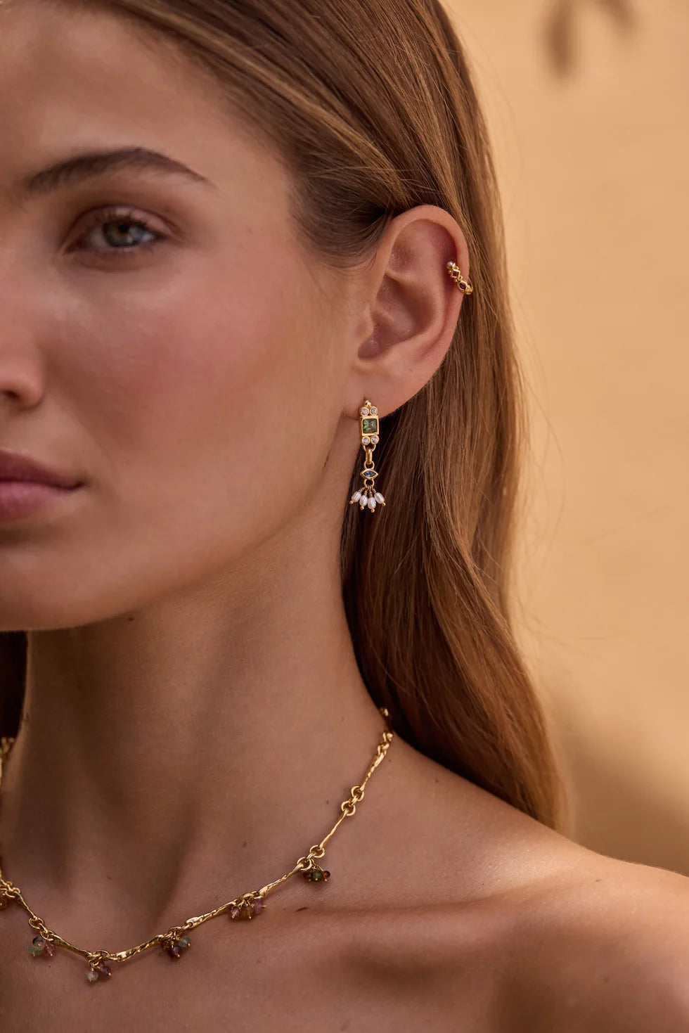 Toni May Azure Apatite Gold Earrings
