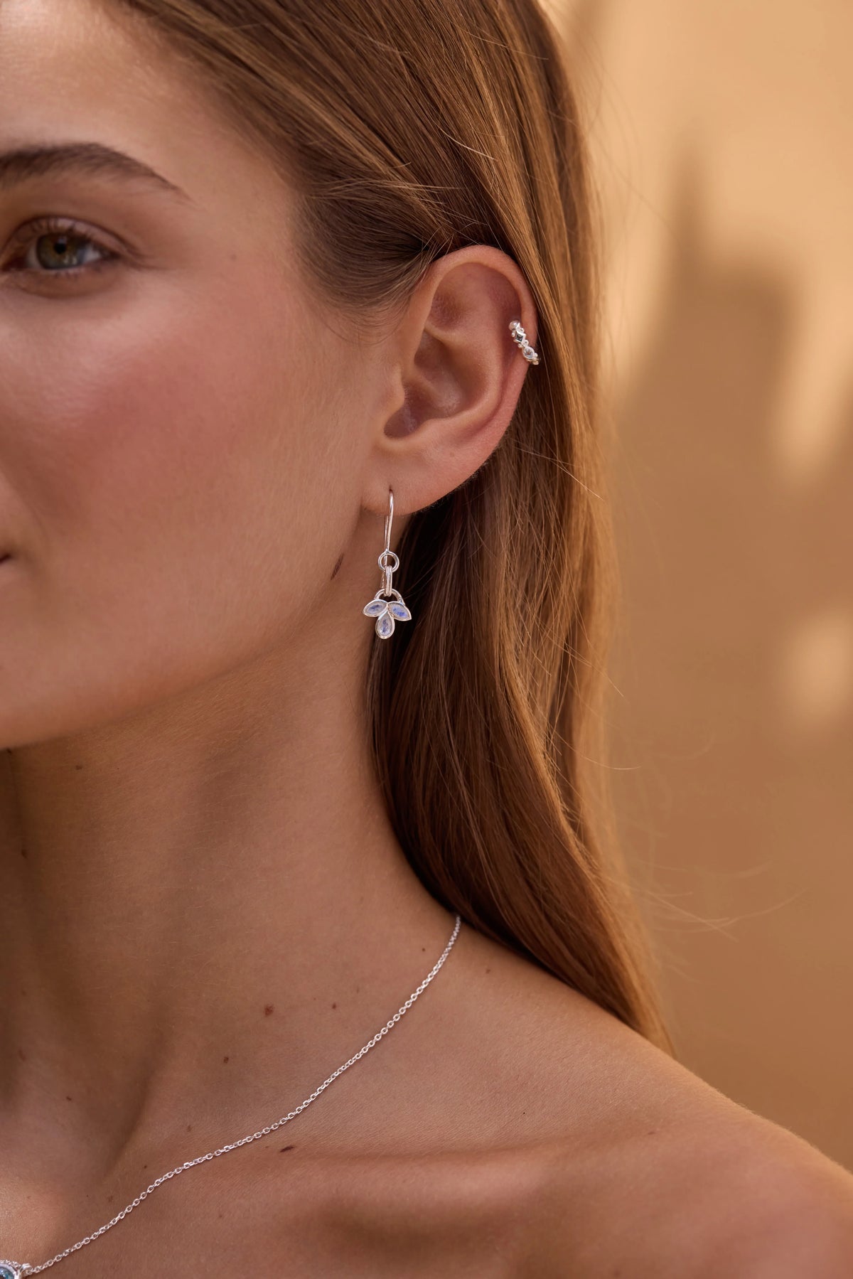 Toni May Lotus Moonstone Silver Earrings
