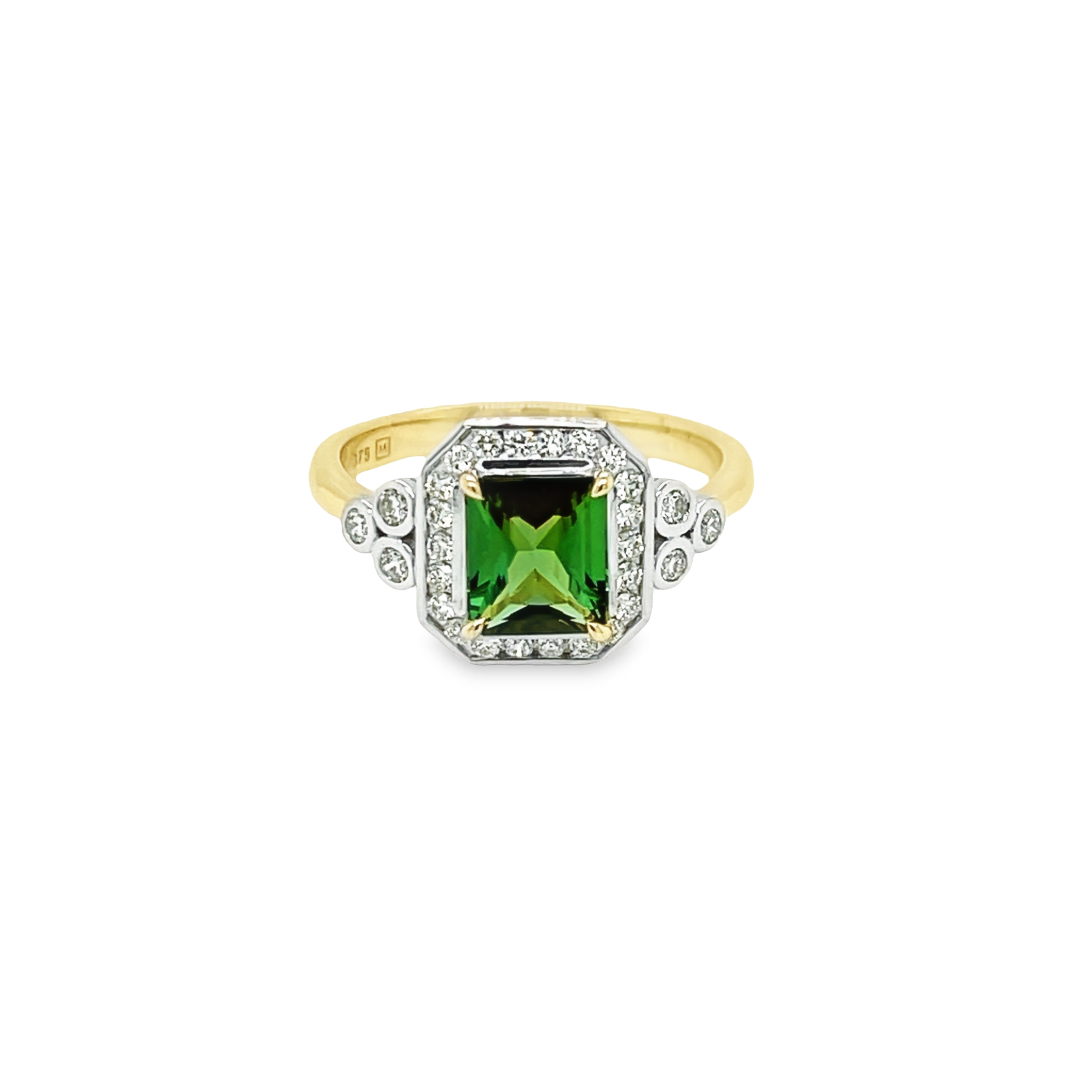 9ct Yellow Gold Tourmaline and Diamond Dress Ring