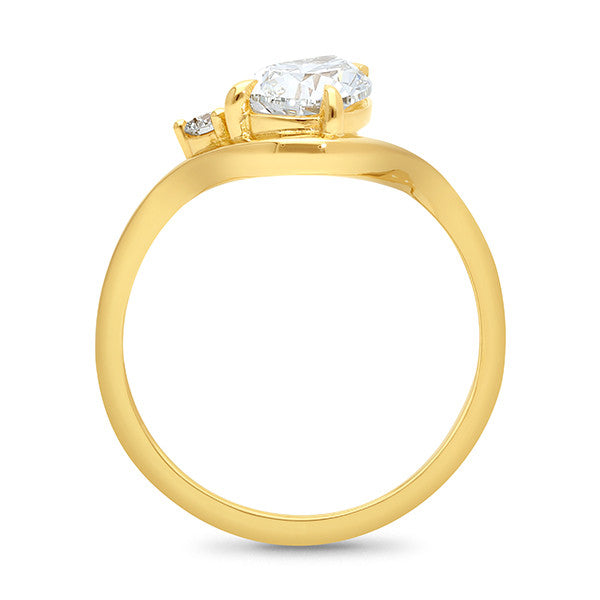 9ct Yellow Gold Lab Grown Diamond Pear Cut and Round Brilliant Cut Ring