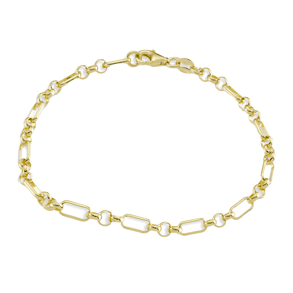 Yellow Gold Lightweight Mixed Open Link Anklet