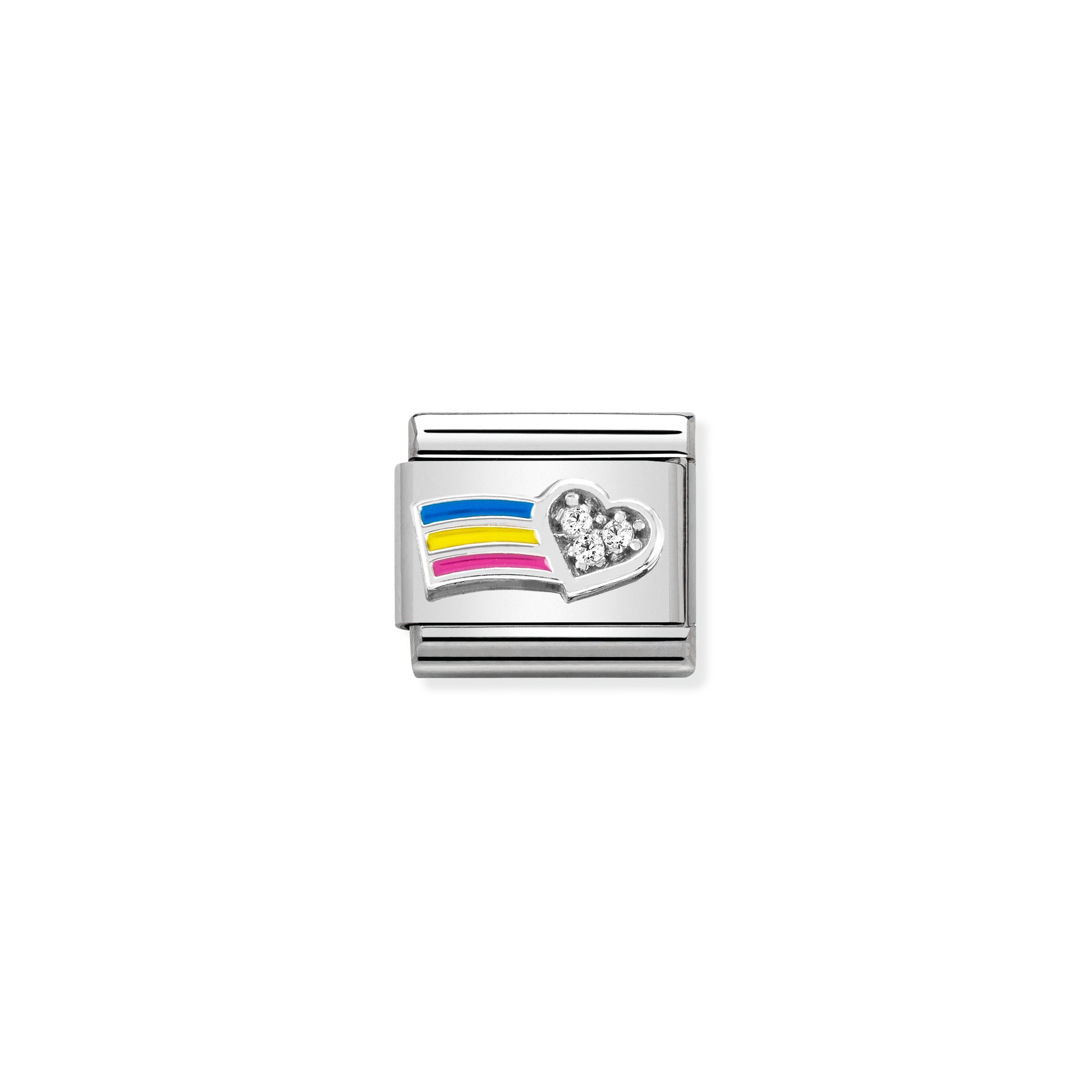 COMPOSABLE CLASSIC LINK 330321/01 RAINBOW WITH CZ HEART IN 925 SILVER