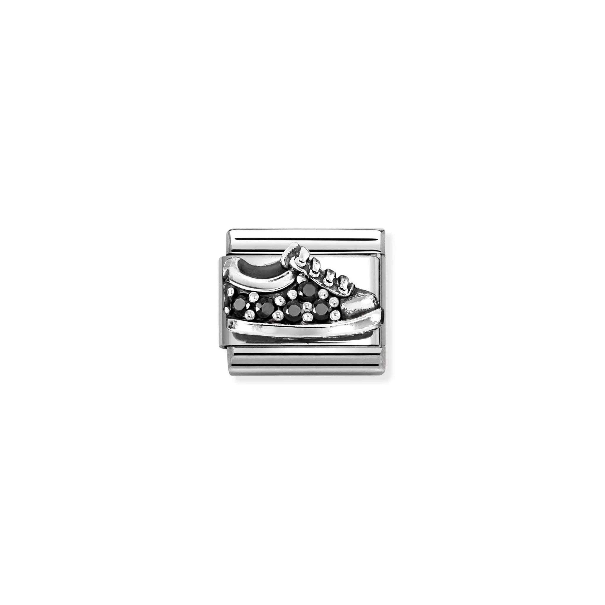 COMPOSABLE CLASSIC LINK 330327/18 BLACK SNEAKER IN 925 SILVER & CZ