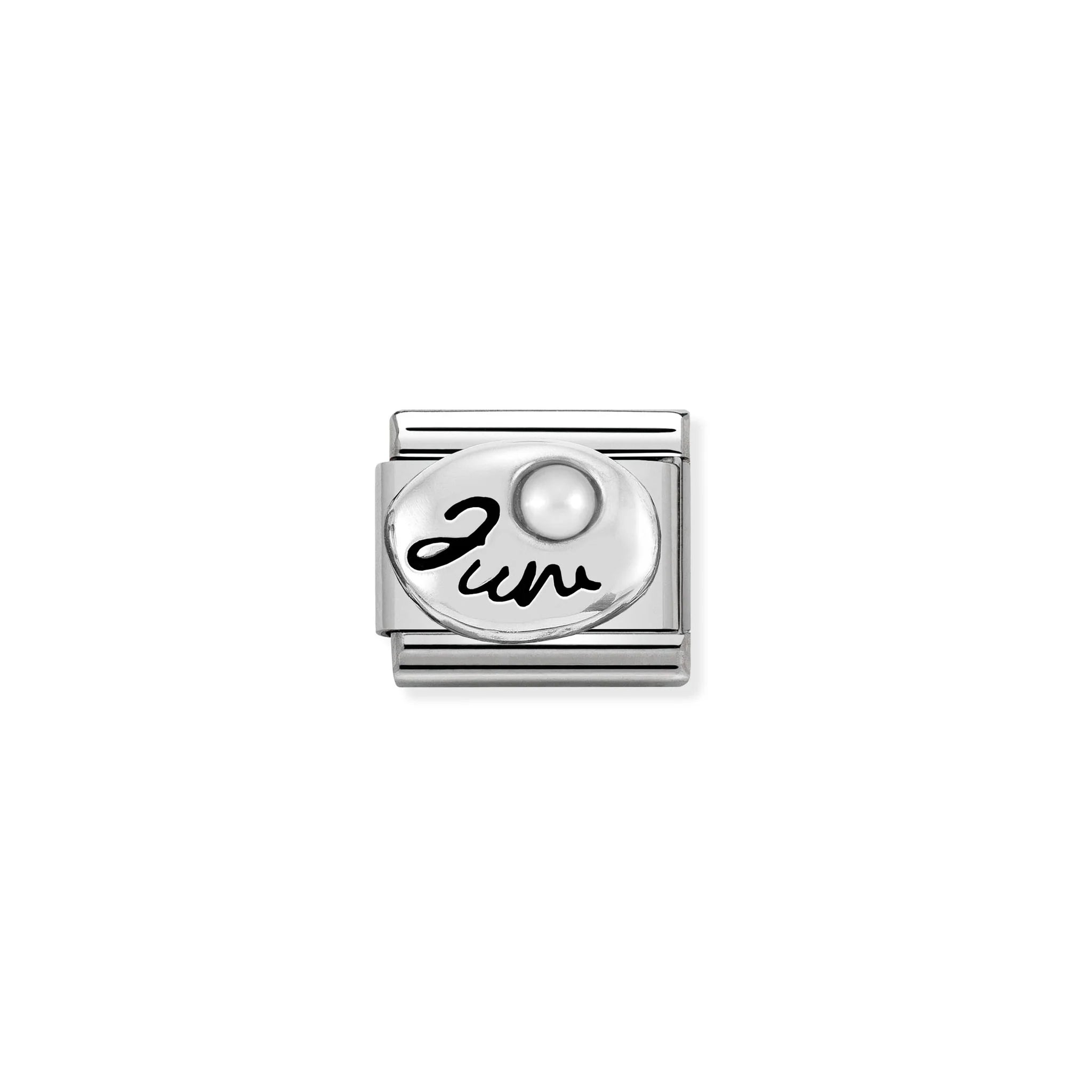 COMPOSABLE CLASSIC LINK 330505/06 JUNE WHITE PEARL IN 925 SILVER