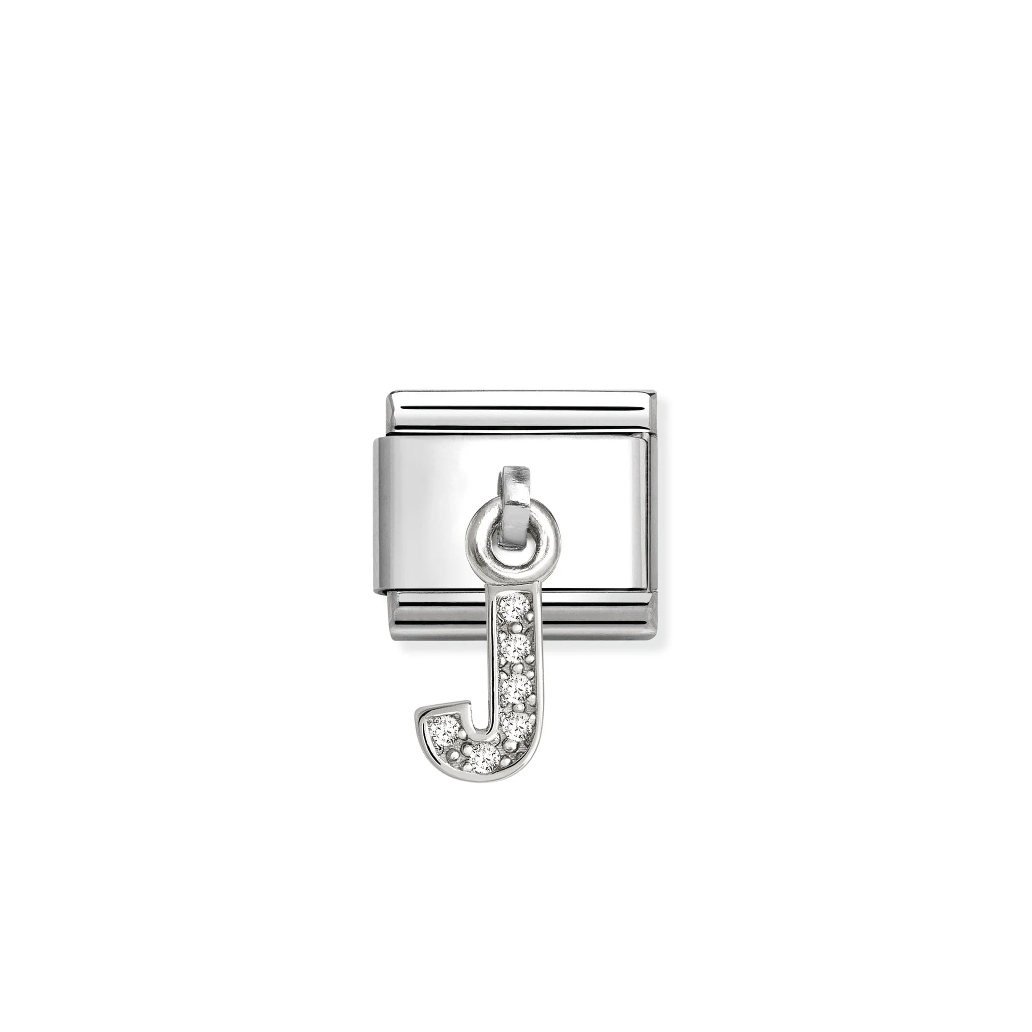 COMPOSABLE CLASSIC LINK 331818/10 LETTER J CHARM IN SILVER AND CZ