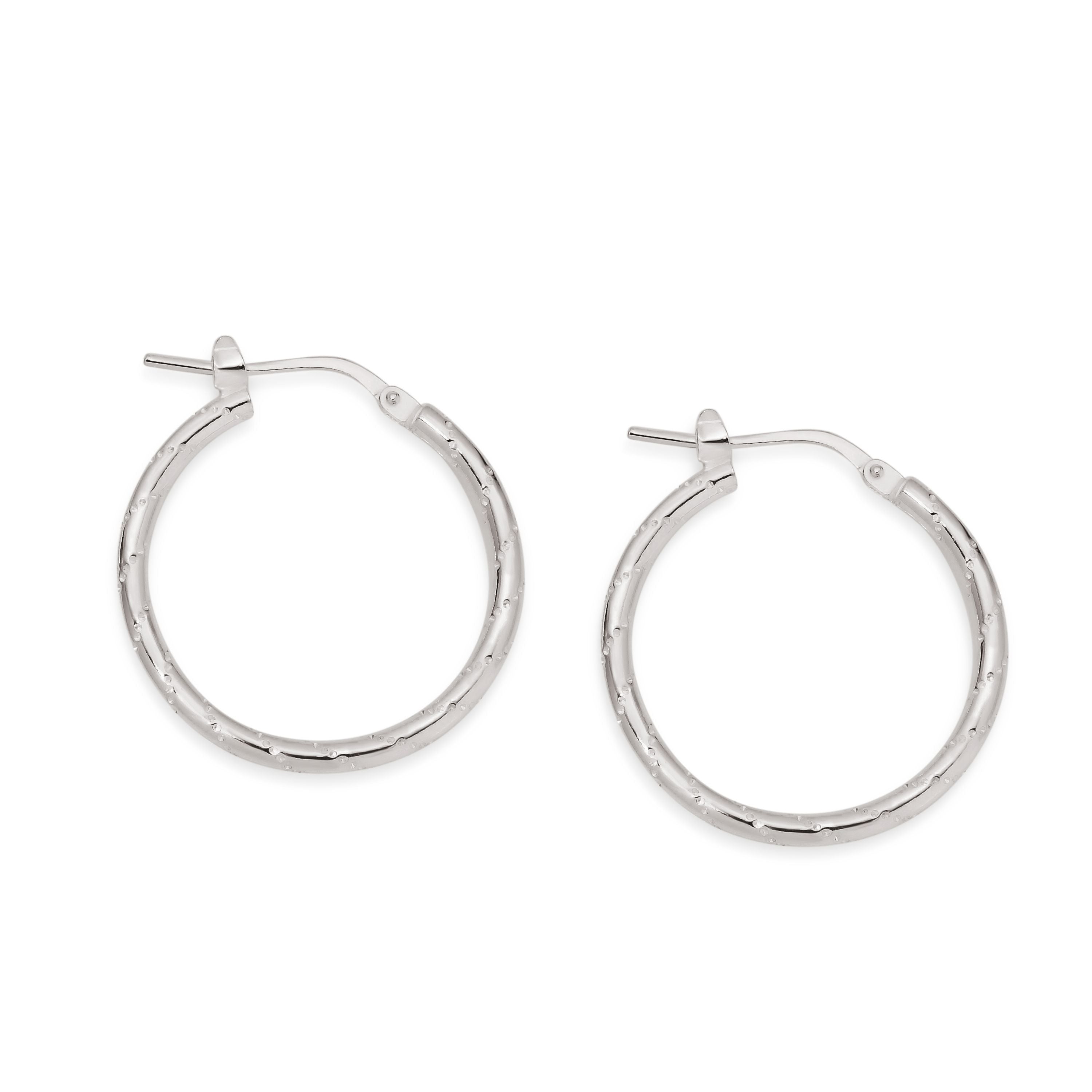 Small silver hoop earrings with deals diamonds