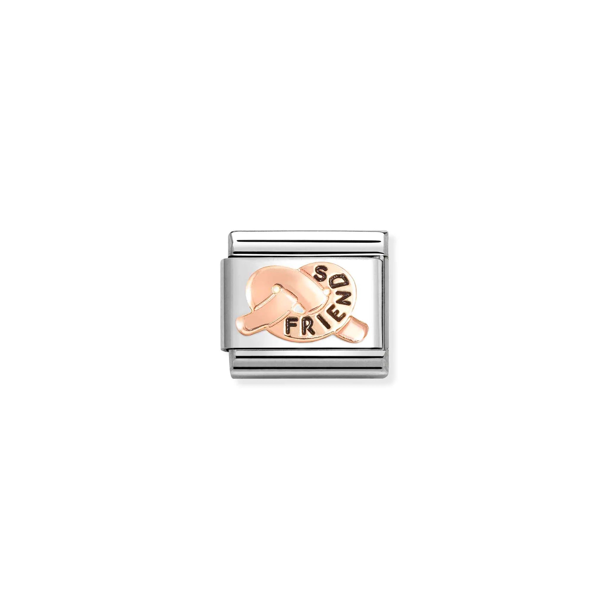 COMPOSABLE CLASSIC LINK 430202/36 FRIENDS KNOT 9K ROSE GOLD AND BLACK ENAMEL