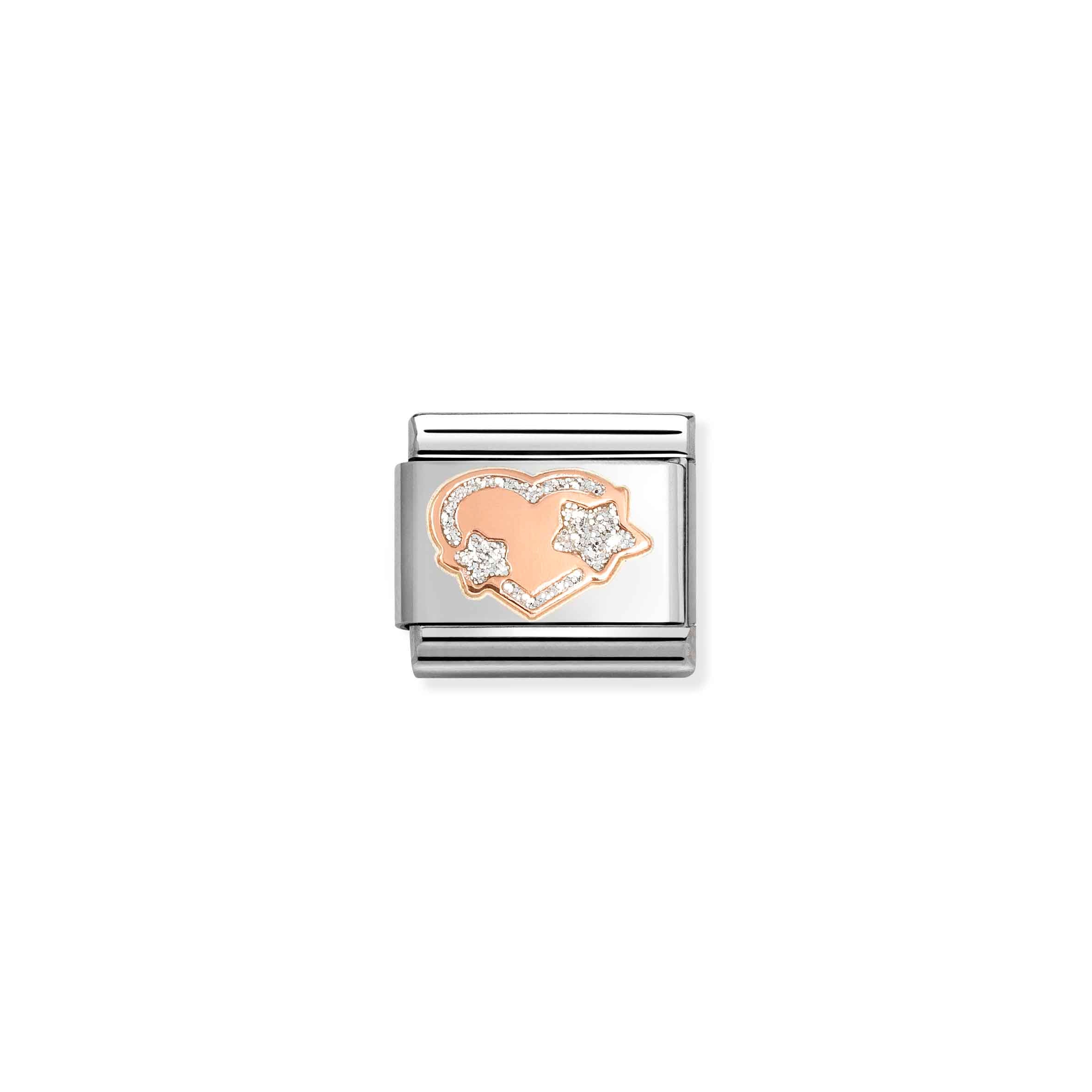 Composable Classic Link Heart with 9cT Rose Gold and Glitter 430202/42