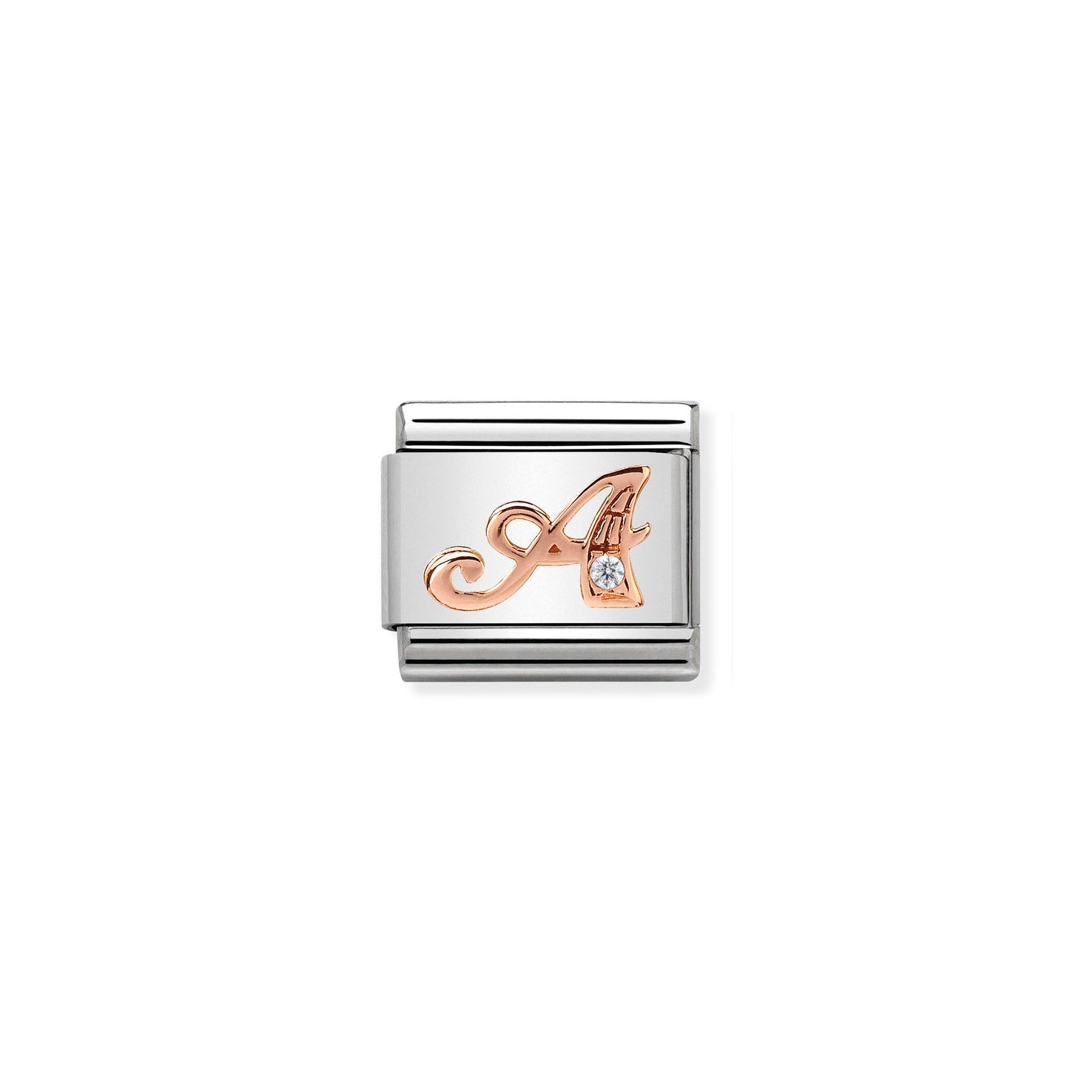 Composable Classic Link Initial A in 9ct Rose Gold 430310/01