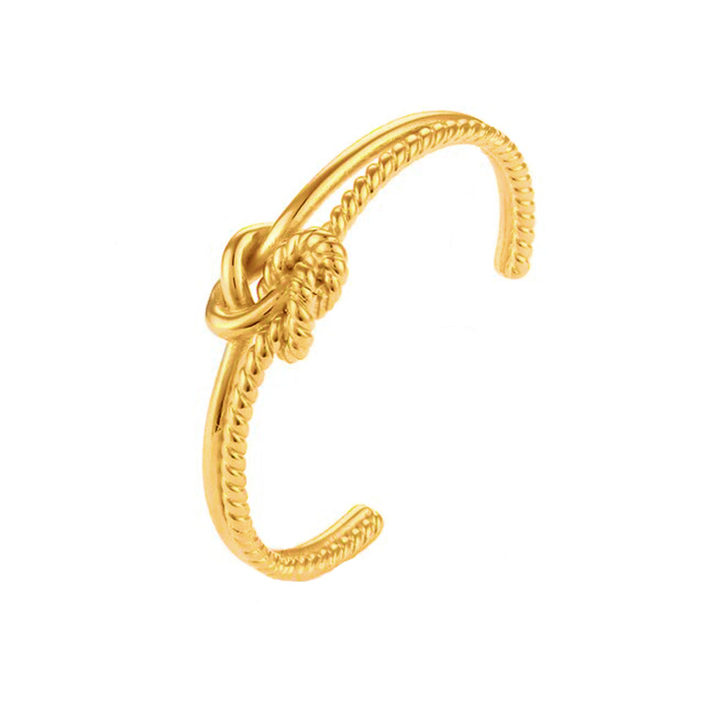 Gold Plated Steel Double Knotted Open Cuff Bangle