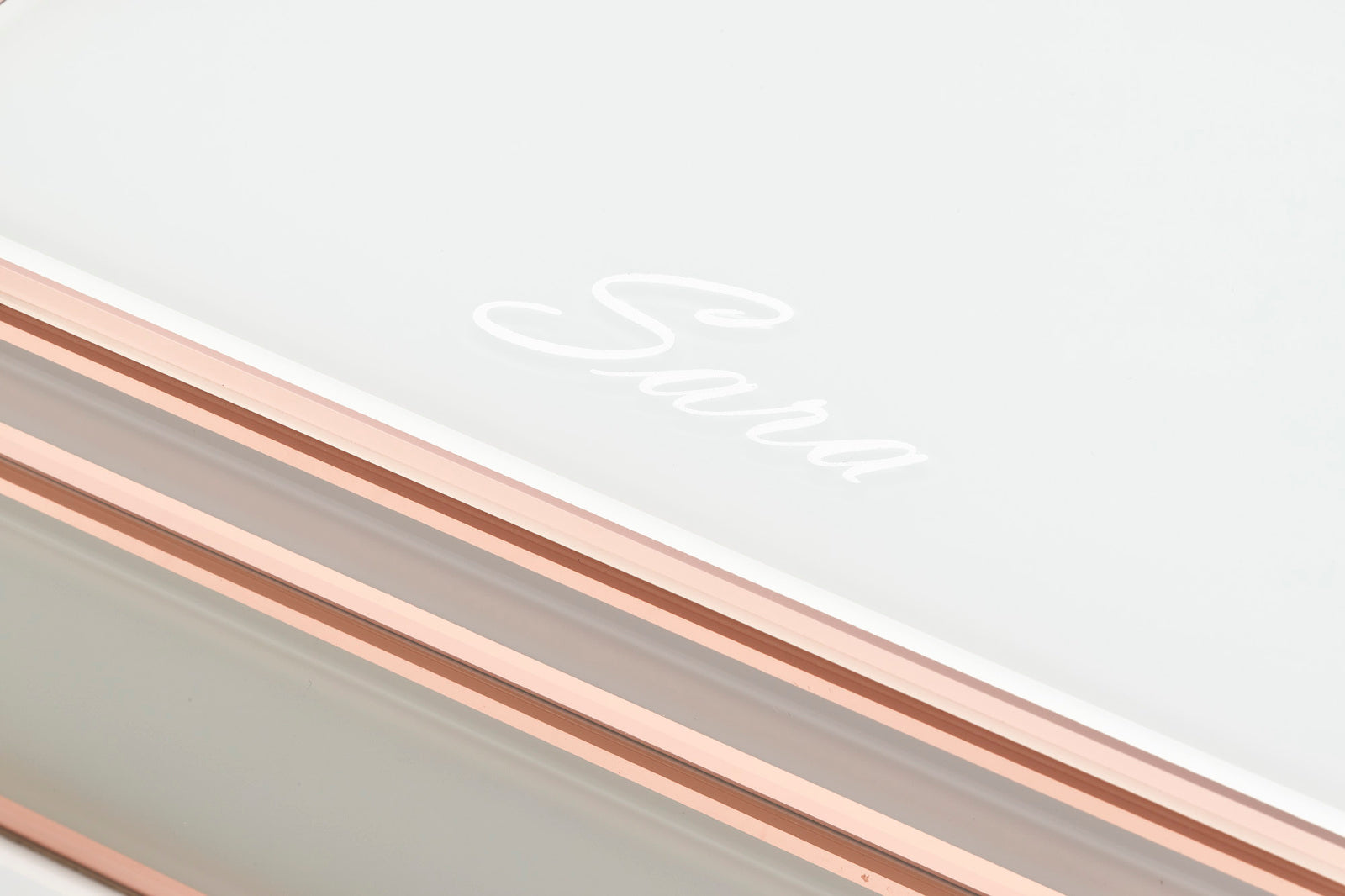 Sara White/ Rose Gold Large Jewellery Box