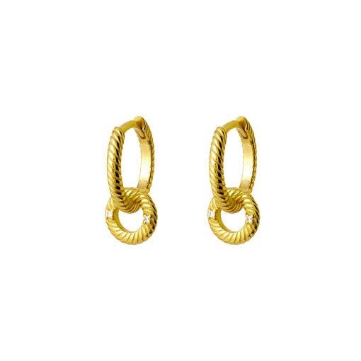 Gold Plated Mini Hoop Earrings with Removable Twist Attachment