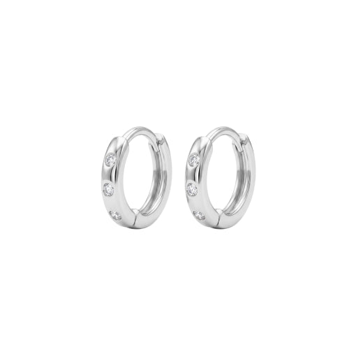 Sterling Siver Mini Hoop with Cz Detail