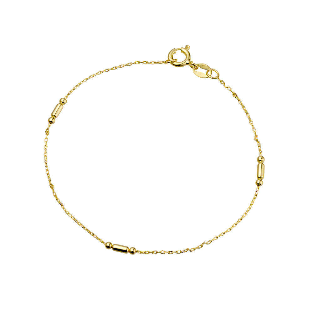 Gold Plated Bracelet with Cylinder and Ball Detail