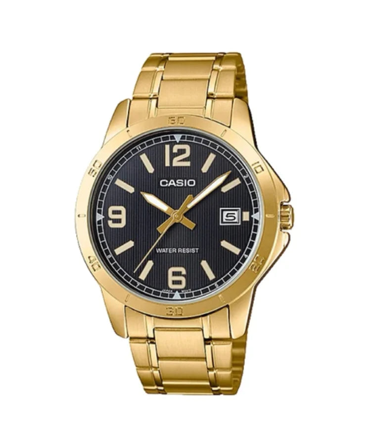 Casio Gents Analog Black and Gold MTPV004G-1B Watch