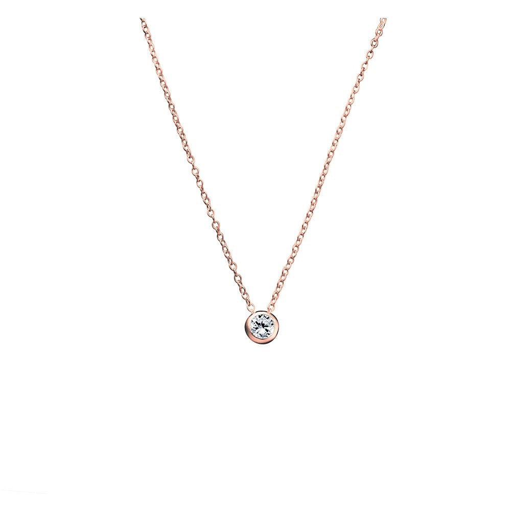 Rose Gold Plated Bezel Set Cubic Zirconia Necklace