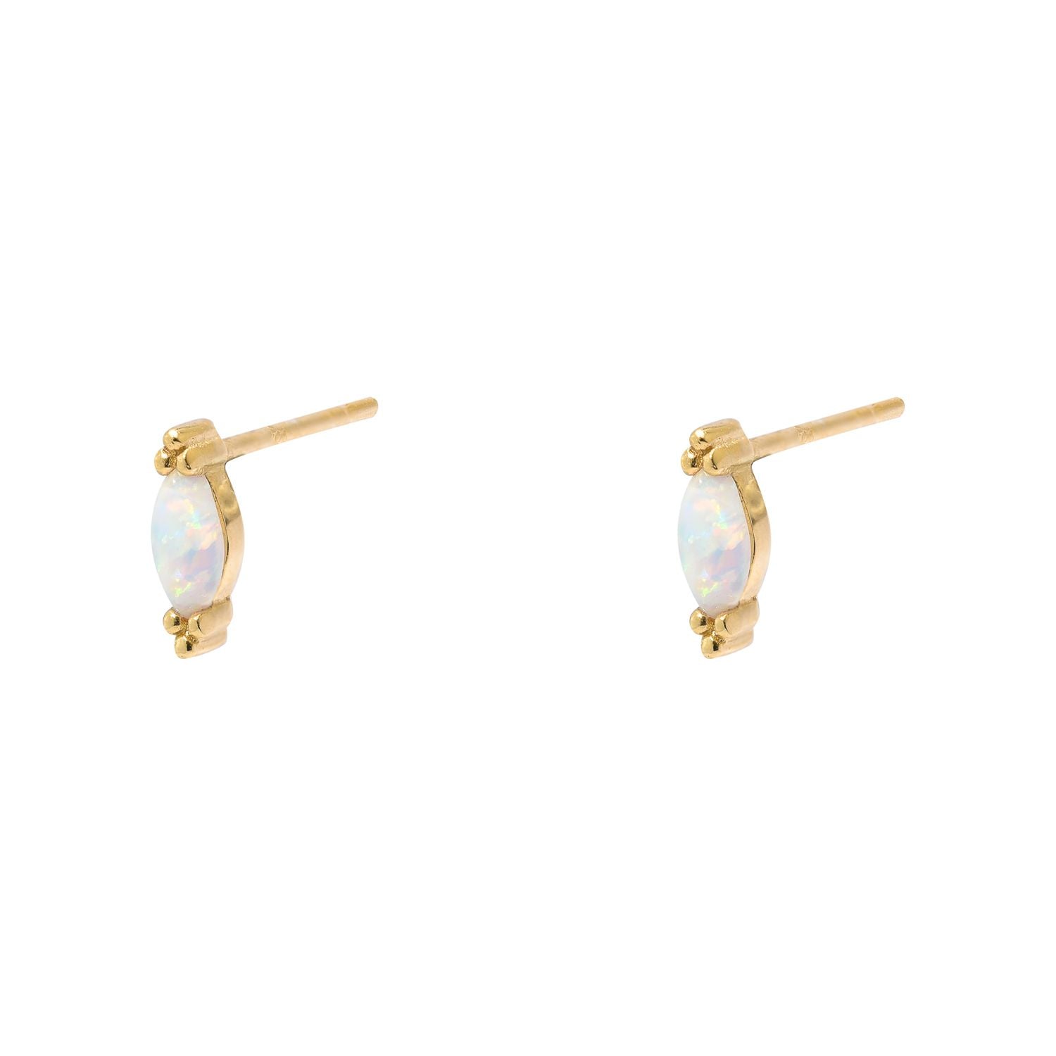 Gold Plated Details White Opalite Stud Earrings
