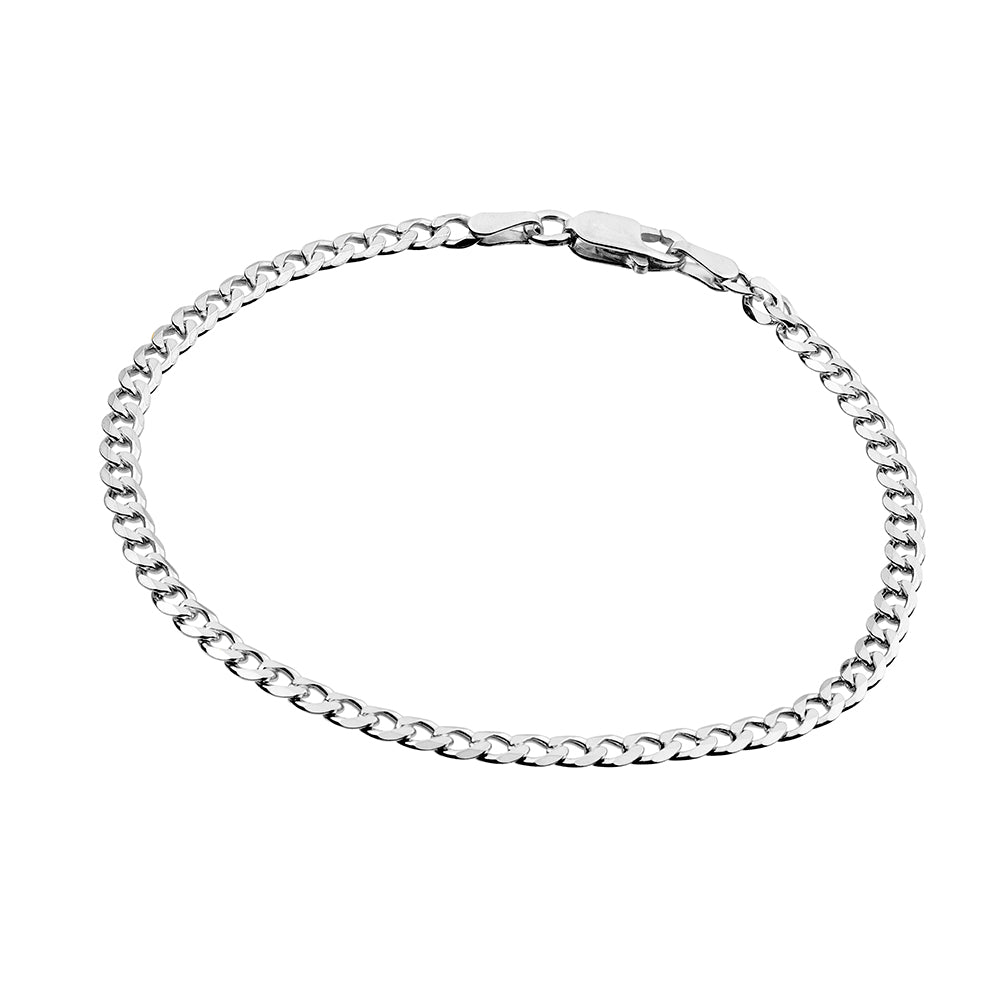 Sterling Silver Curb Link Chain Bracelet with Lobster Clasp