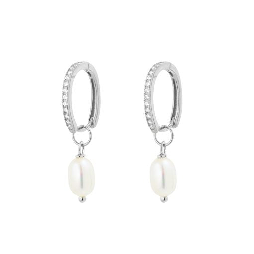 Sterling Silver Cubic Zirconia with Pearl Drop Earrings