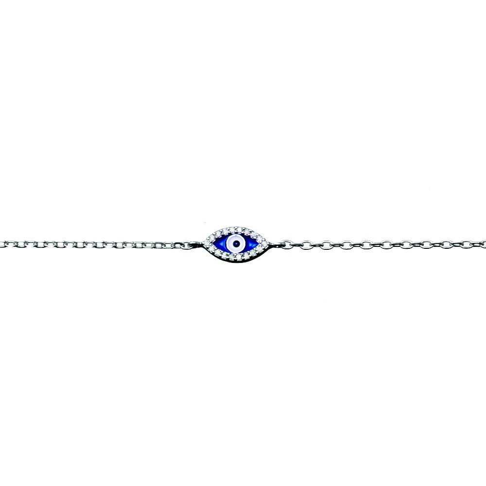 Sterling Silver Cubic Zirconia Mini Eye Bracelet