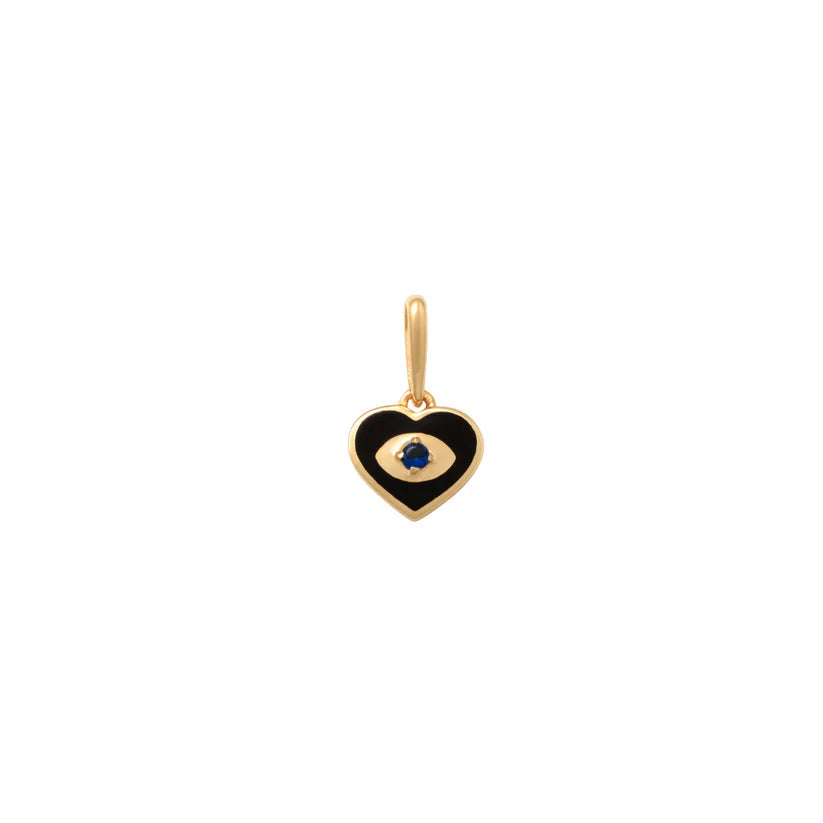 9ct YG CZ Evil Eye Heart Pendant