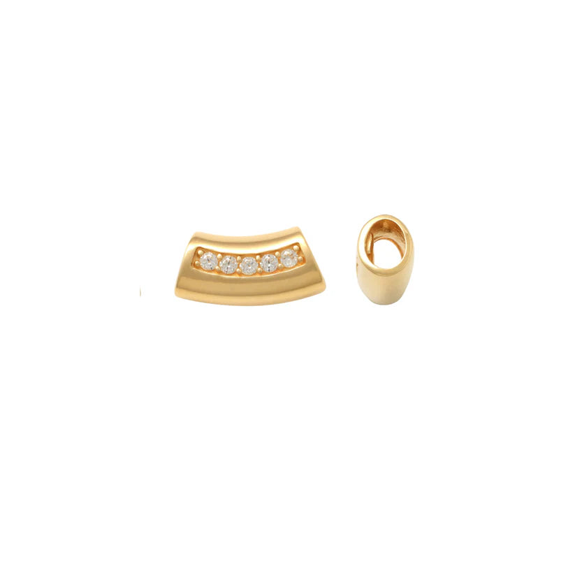 9ct YG CZ Curved Tube Pendant