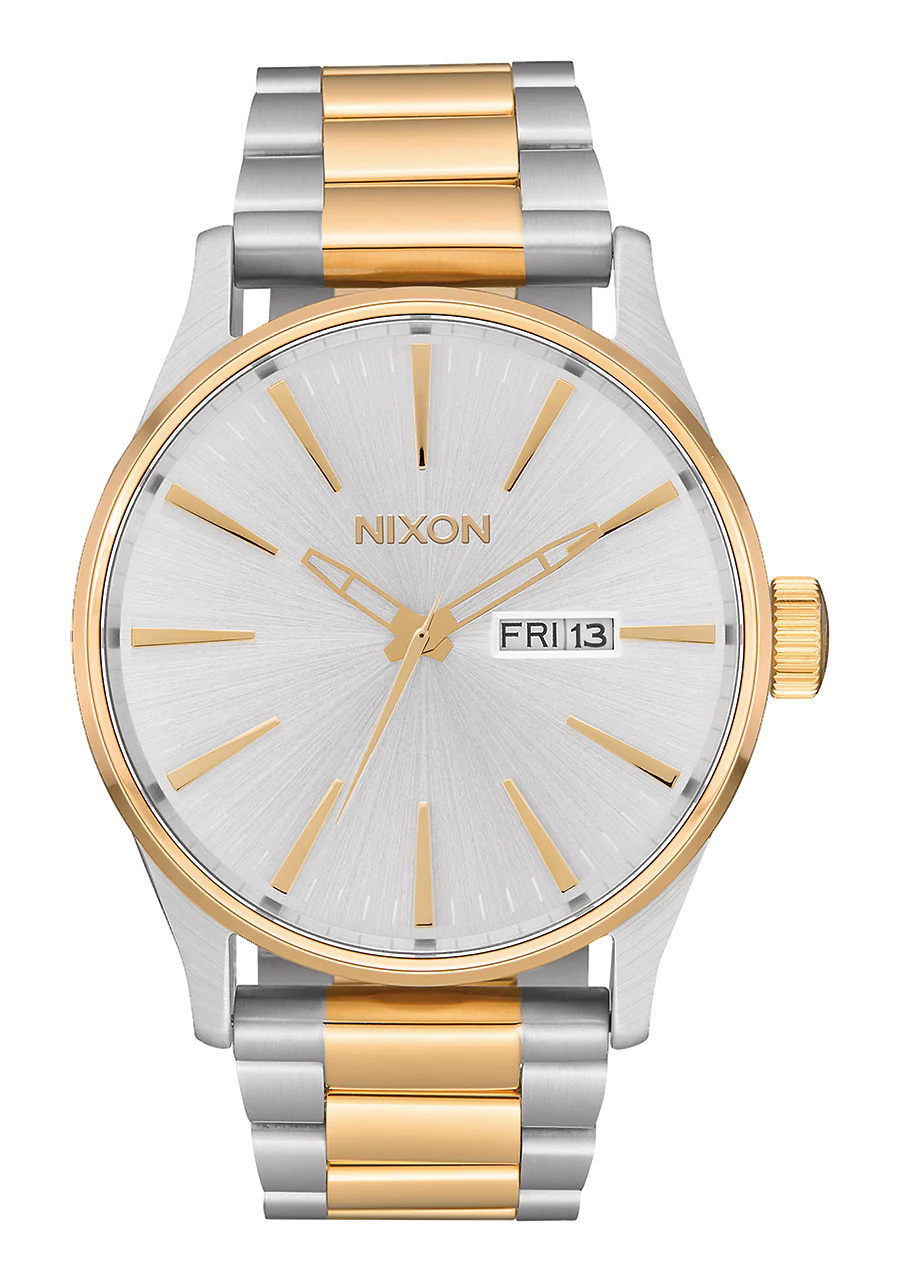 Nixon Sentry Stainless Silver Gold Watch