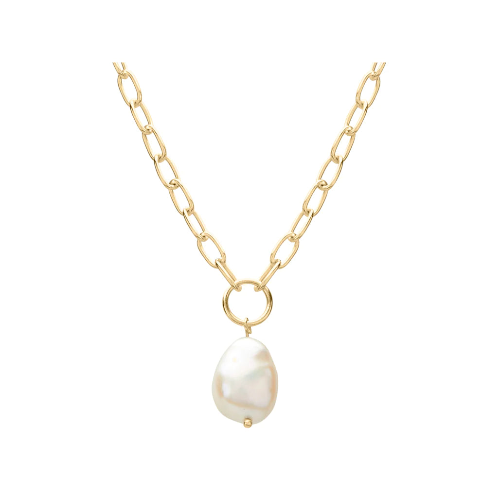 Murkani Aphrodite Goddess Pearl Drop Necklace in 18k Gold Plate