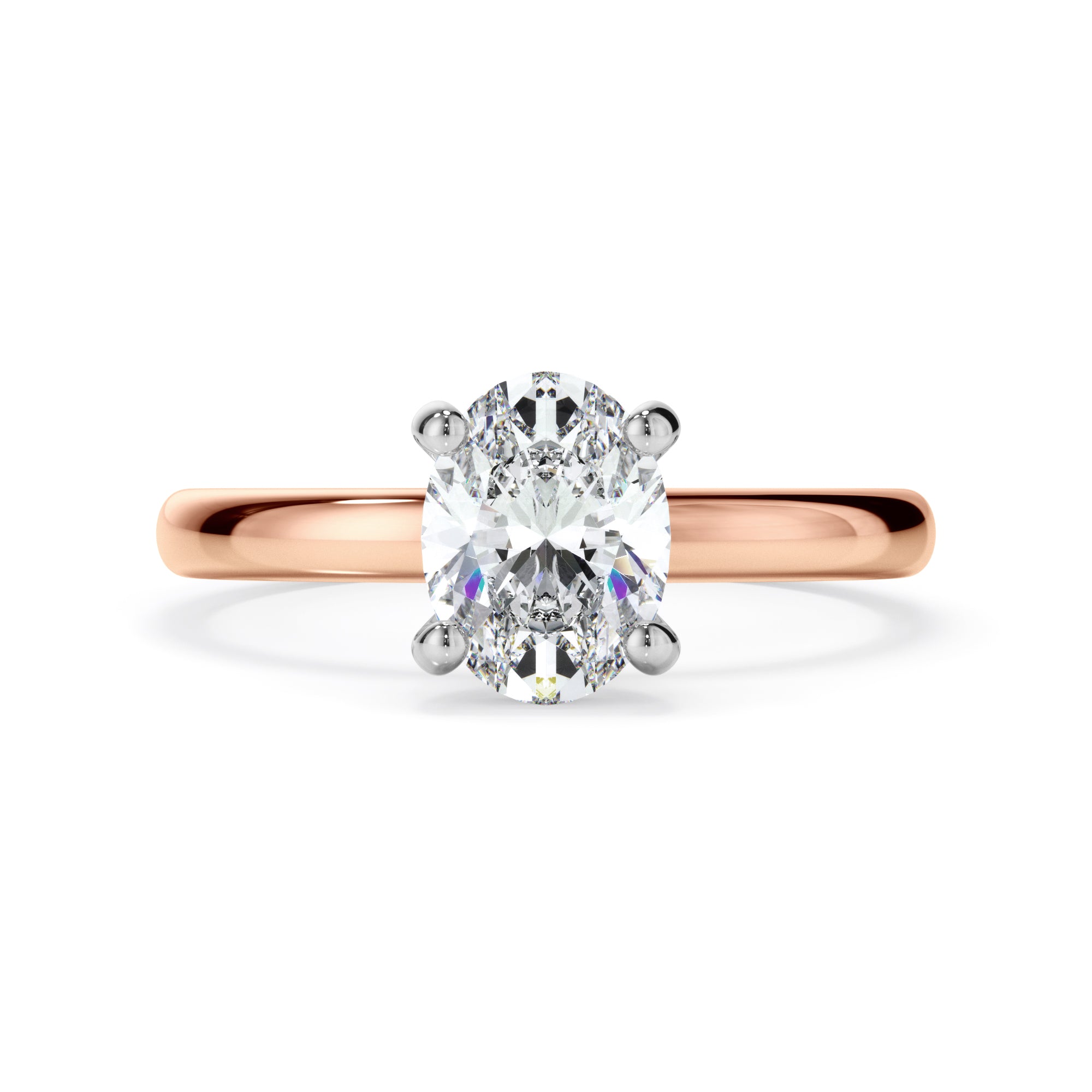 18ct Rose and White Gold Oval Diamond Cut Engagement Ring