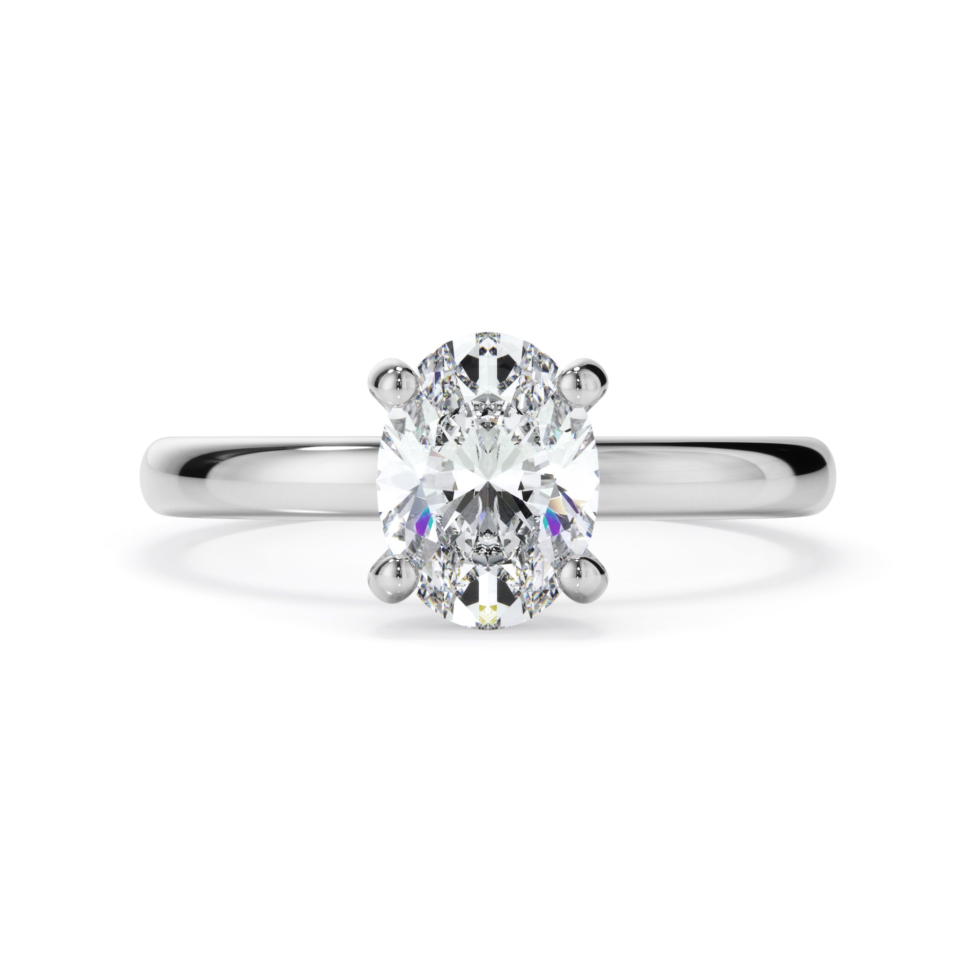 18ct White Gold Oval Diamond Cut Engagement Ring
