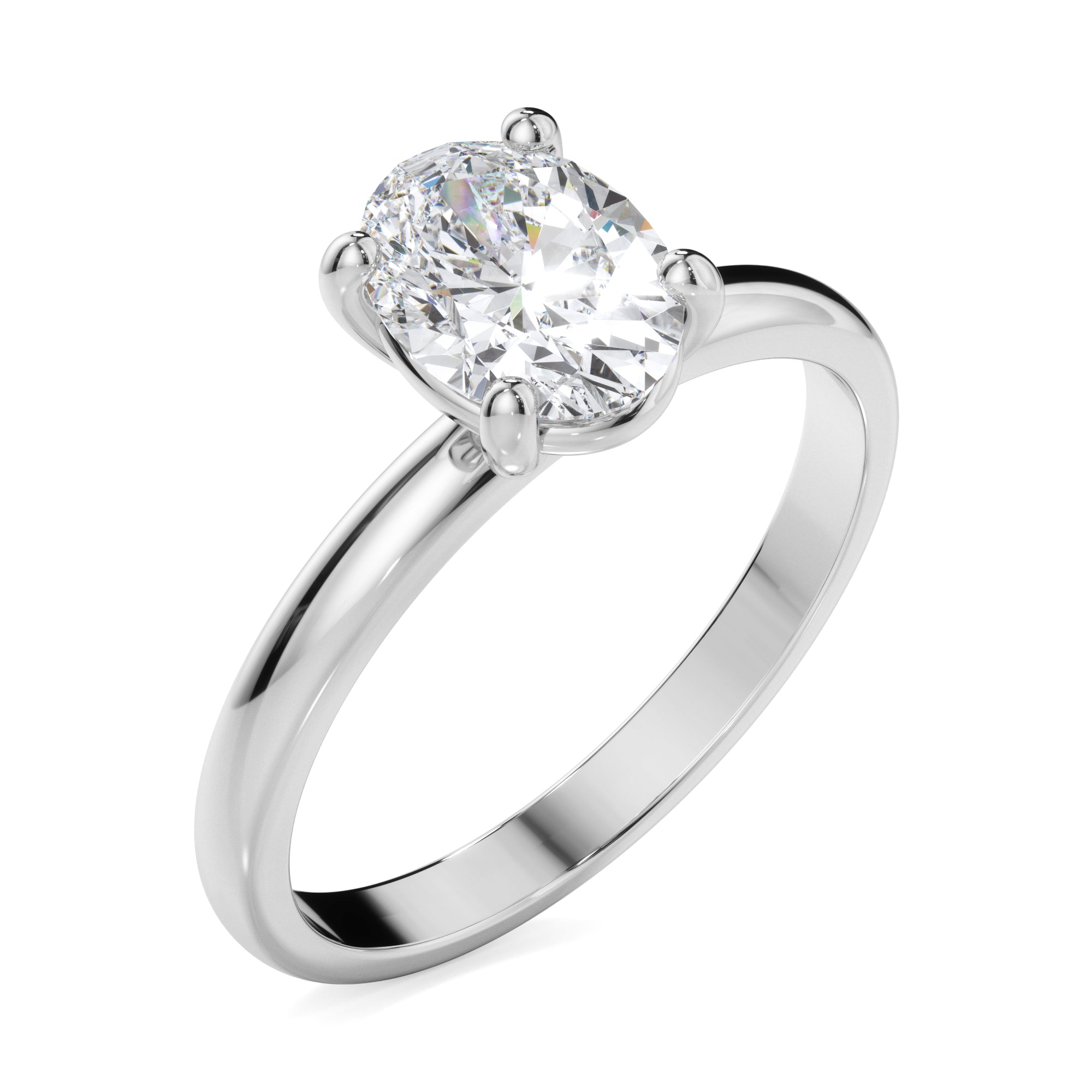 18ct White Gold Oval Diamond Cut Engagement Ring