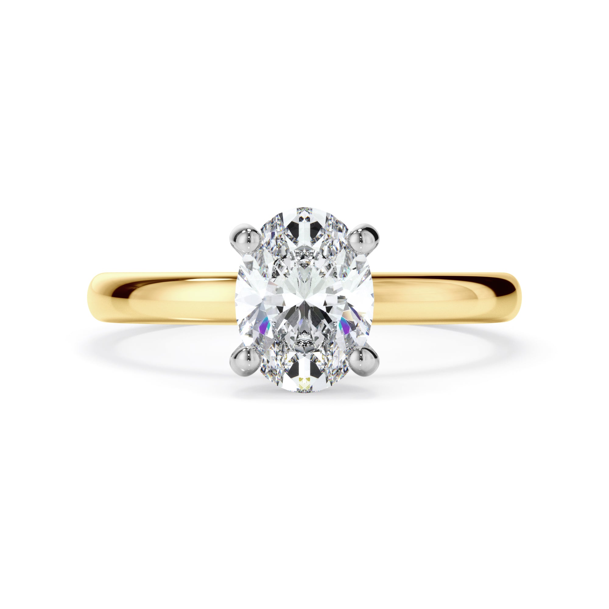18ct Yellow and White Gold Oval Diamond Cut Engagement Ring
